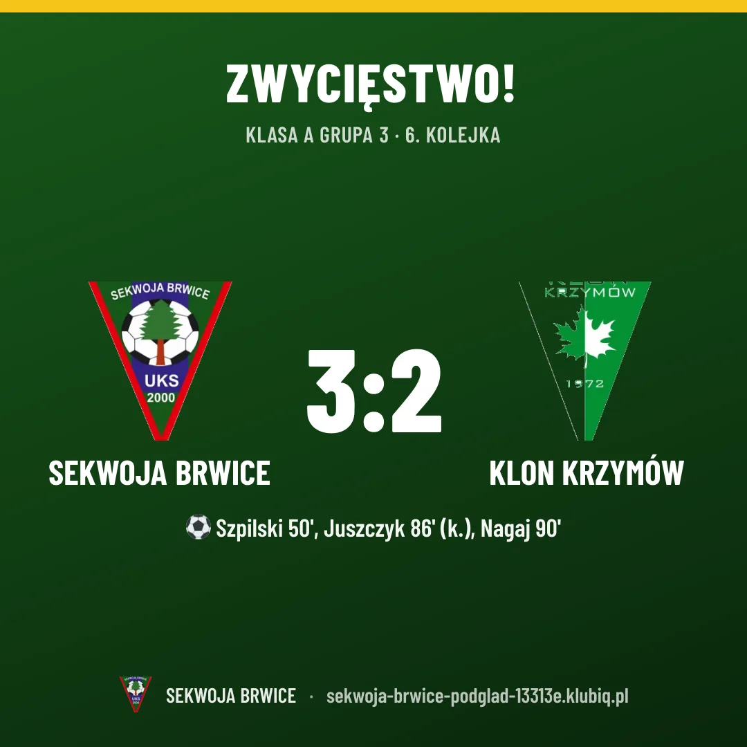 Sekwoja Brwice 3:2 Klon Krzymów